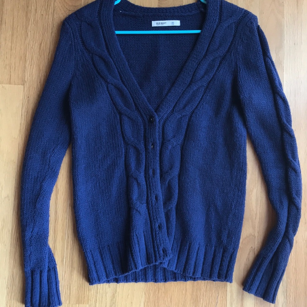 Old Navy blue cardigan.
